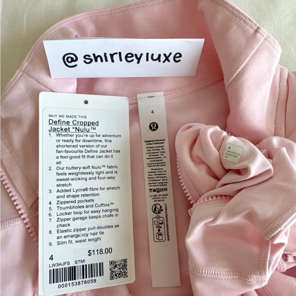 ๐ซ Sold - Lululemon Define Cropped Jacket *Nulu Strawberry Milkshake Size 4 - Picture 10 of 17